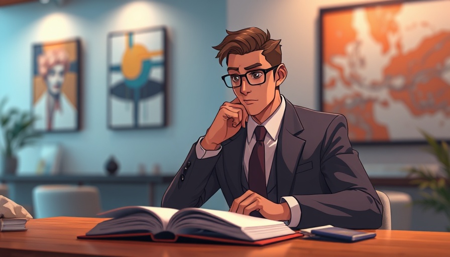 Illustration of a man reflecting, evoking Albert Camus's influence.