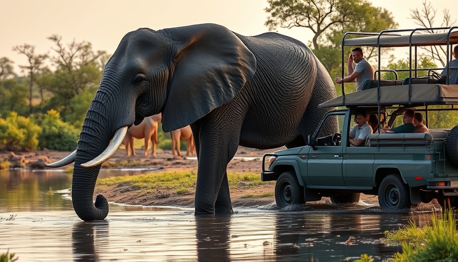 Majestic elephant and safari vehicle in Botswana, Affordable Customization Botswana Safari