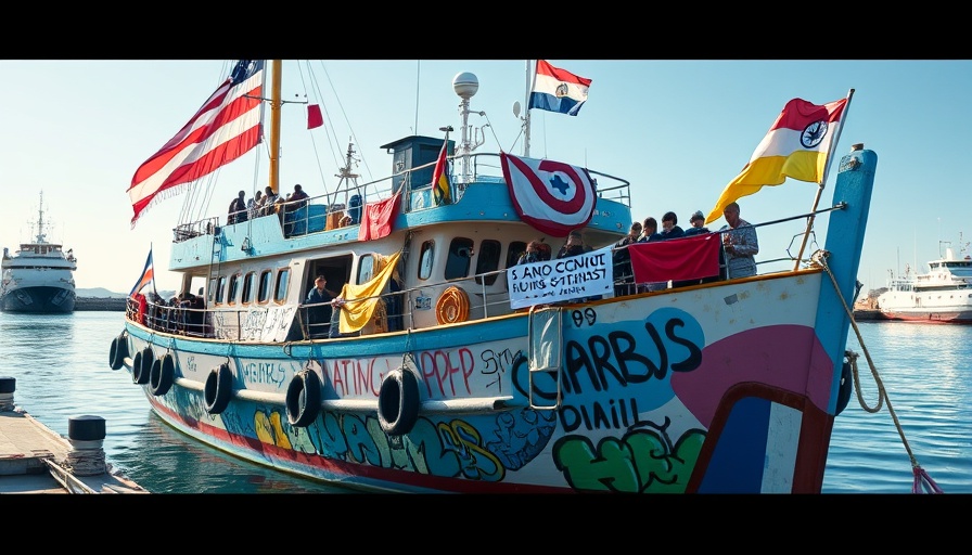 Activists on colorful vessel delivering aid to Gaza