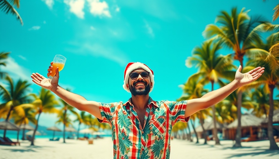 Festive beach scene with a Santa hat, perfect for Christmas Safaris in Africa.