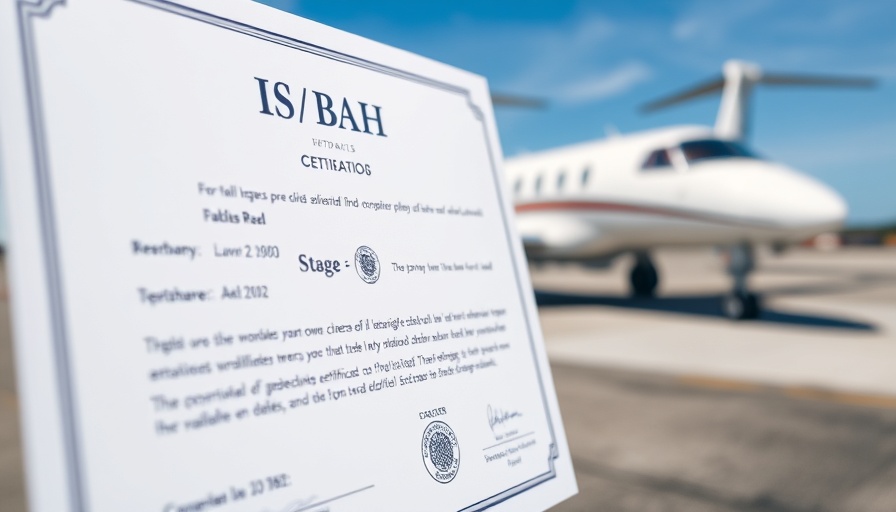 Naples Aviation IS-BAH Stage 2 certification certificate displayed at Naples Airport.