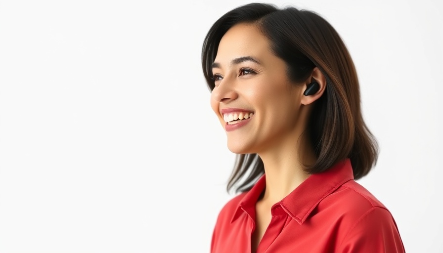 Smiling woman talking with earbuds, AI Breach Statistics 2025.