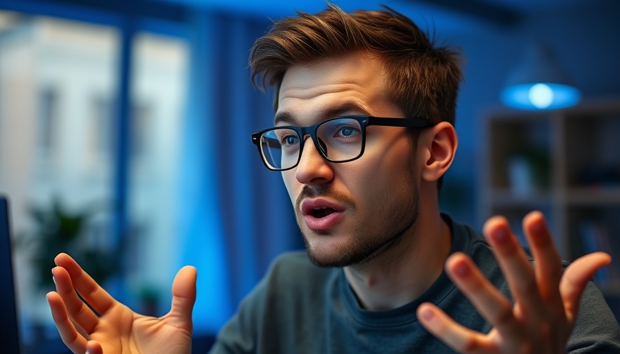 Young man discussing in modern office, rethinking good and bad.