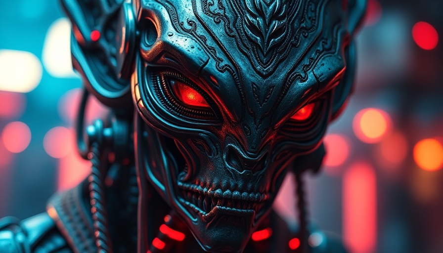 Futuristic face with glowing red hues at Unreal Fest Orlando 2025.