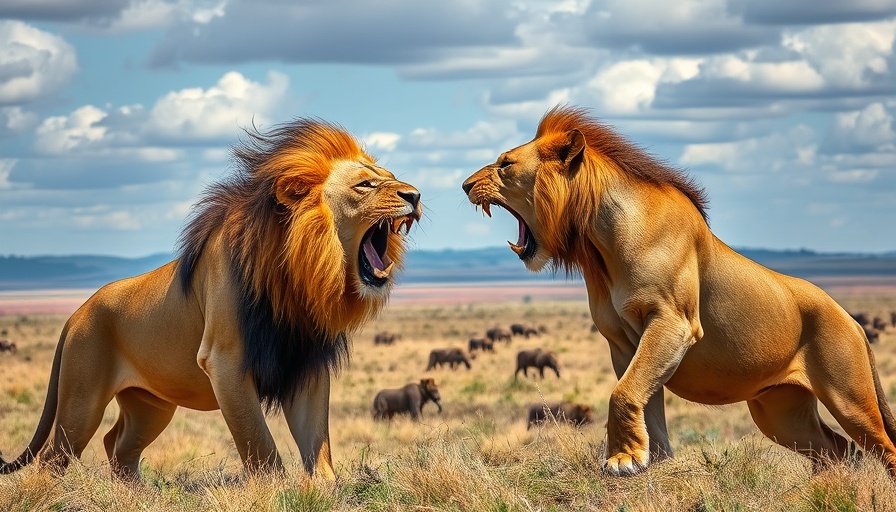 Lions in action during an African safari adventure, showcasing wildlife.