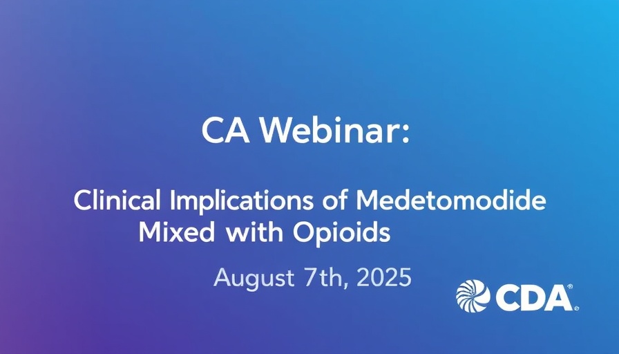 CDC Medetomidine Webinar announcement for clinicians with gradient background.