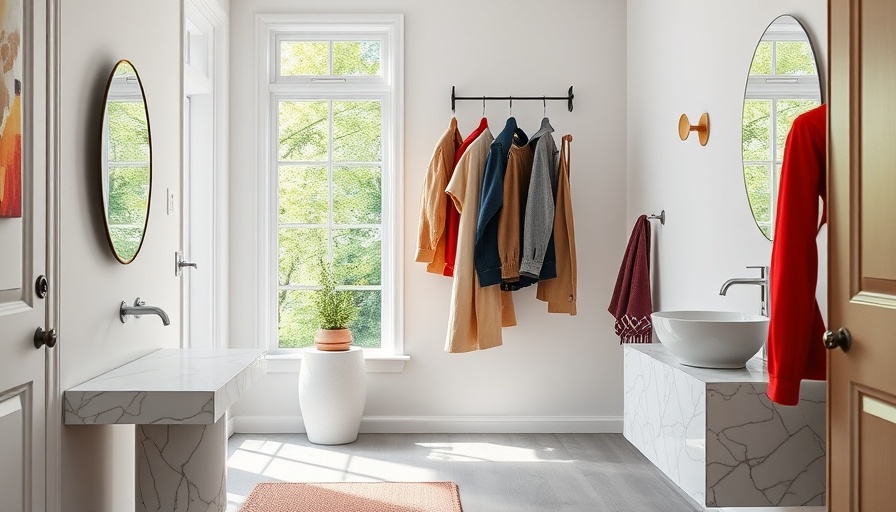 Stylish coat racks in bright entryway for real estate showcase.