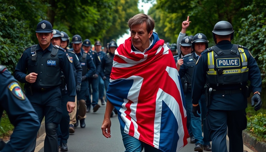 UK asylum policy protests clash with police on roadside.