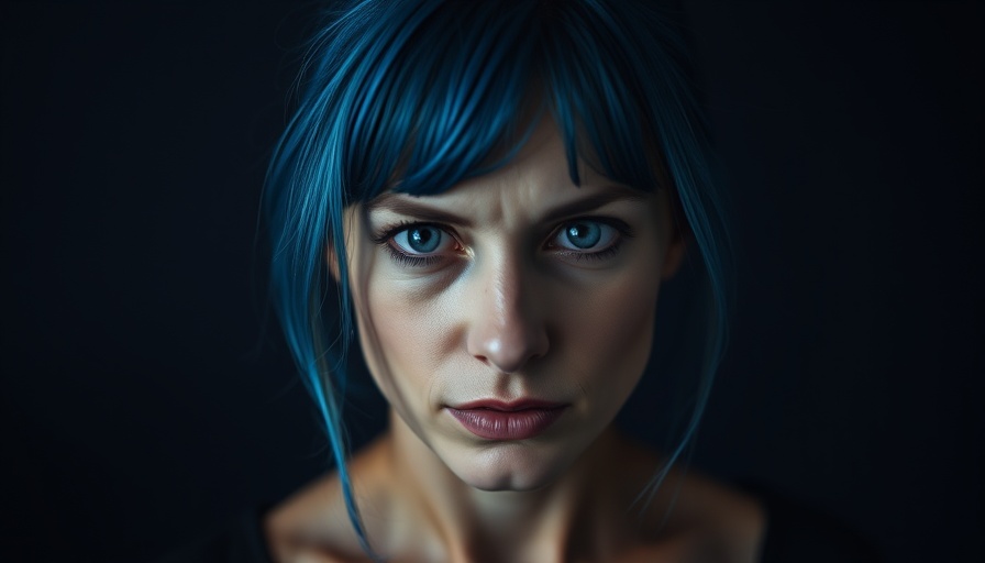 Innovating for Space Enhances Life on Earth - Portrait of a woman with blue hair, thoughtful expression.