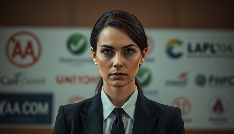 Serious woman in formal suit looking ahead, cinematic style.