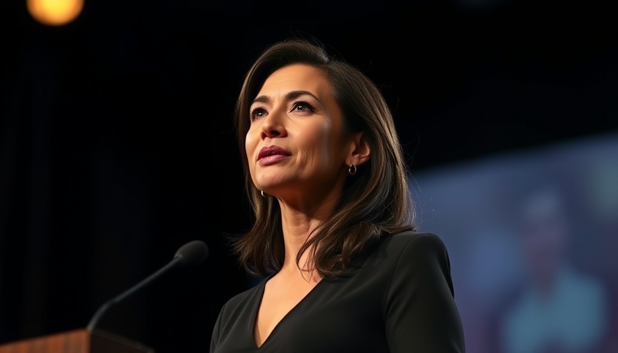 Confident woman speaking on stage illustrating the power of language.