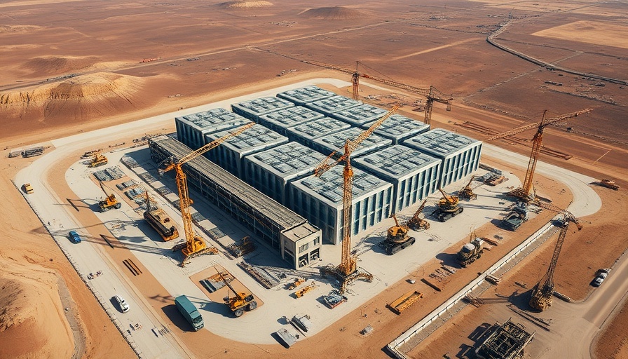 Aerial view of data center construction highlights educational impact.