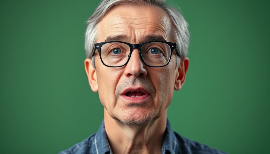 Middle-aged man speaking against green backdrop, professional lighting.