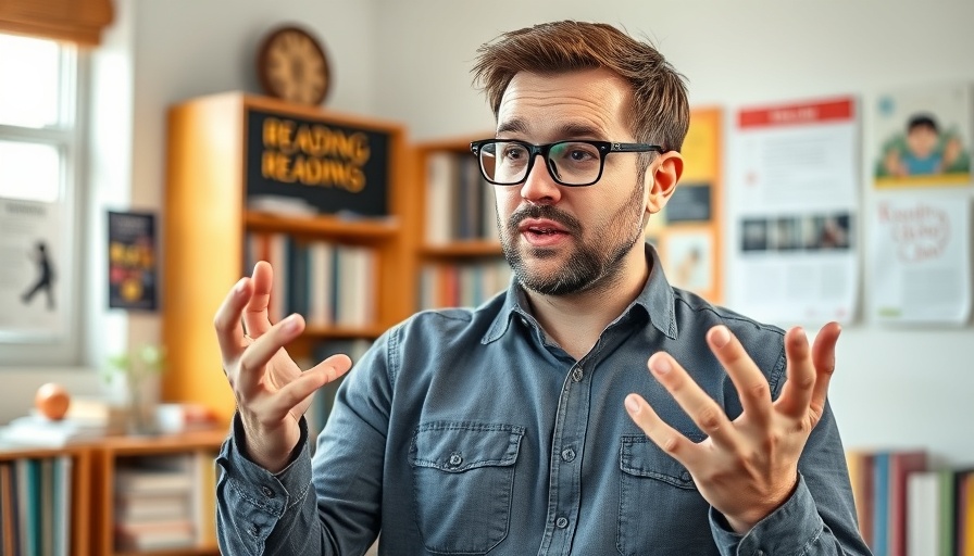 Casually dressed man sharing tips on how to read more books in a bright setting.