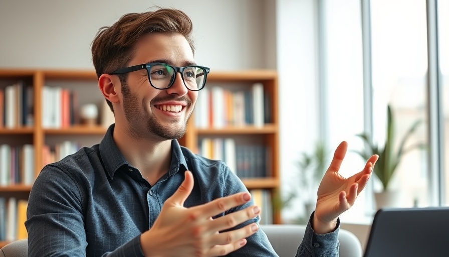Friendly man discussing productivity tips for goal setting.