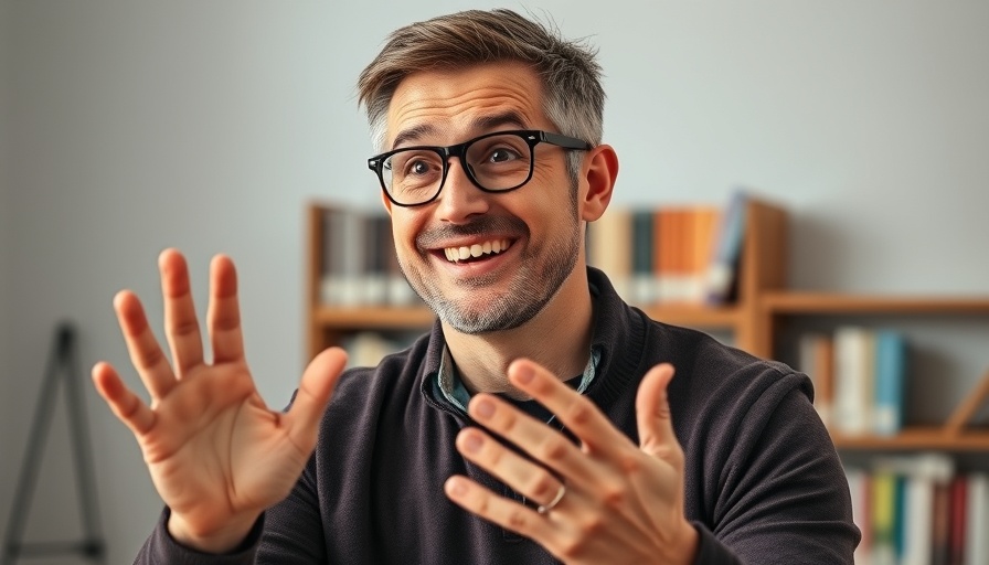 Man discussing productivity strategies with enthusiasm indoors.