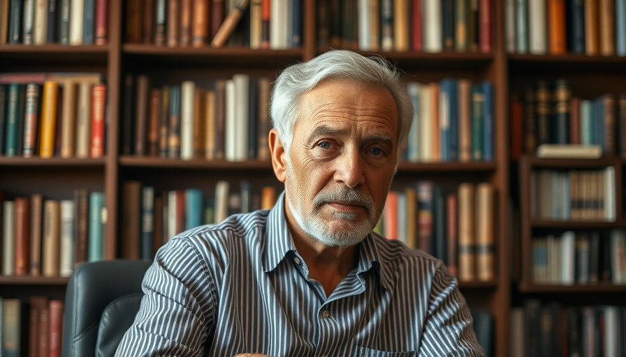 Older man in a library, exemplifying active participation in democracy.