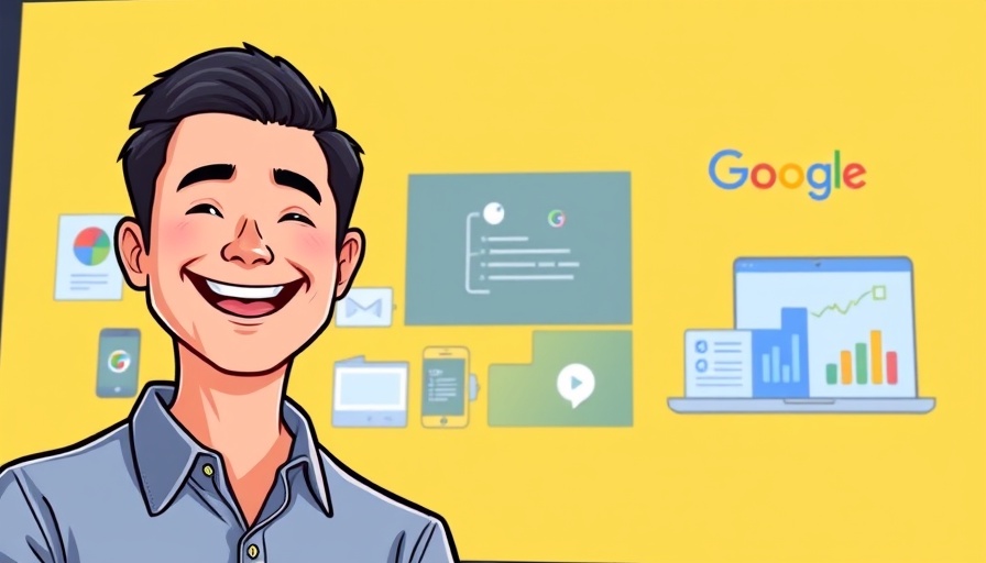 Decade of Google Pixel presentation with two smiling men and tech graphics.