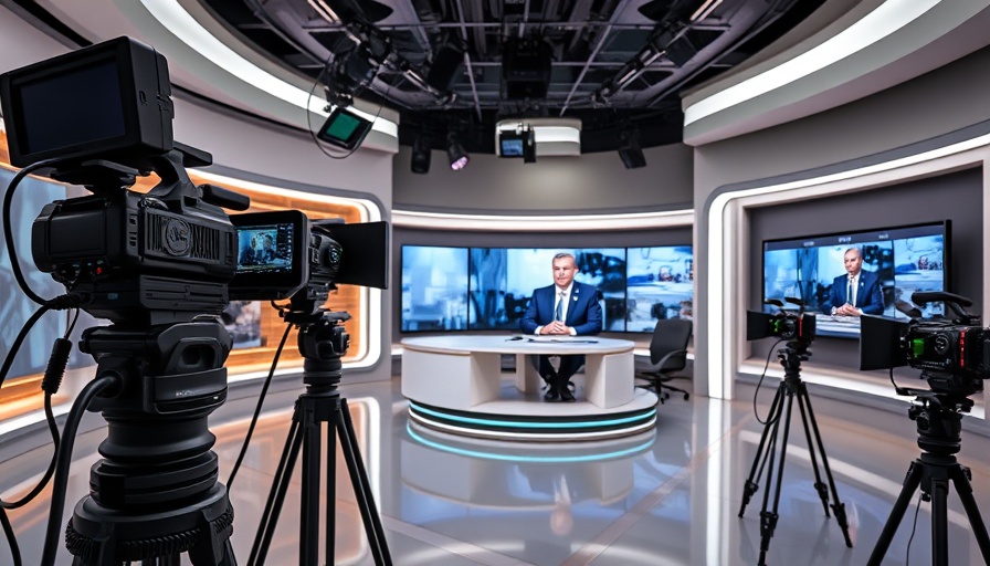 Modern news studio setup broadcasting Africa news live.
