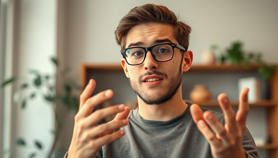 Man discussing goal setting in a soft-lit room.
