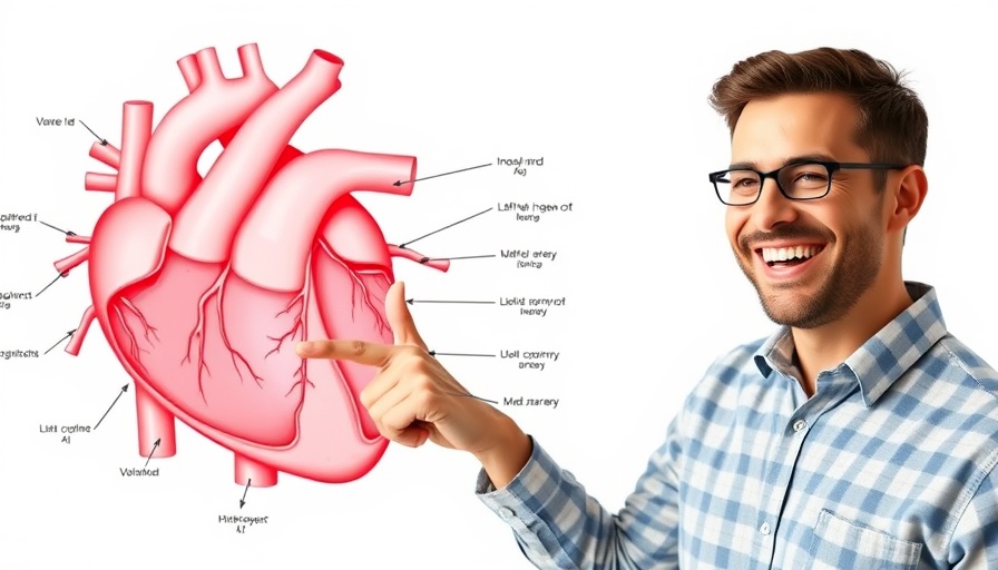 Coronary arteries education diagram with labeled heart illustration.