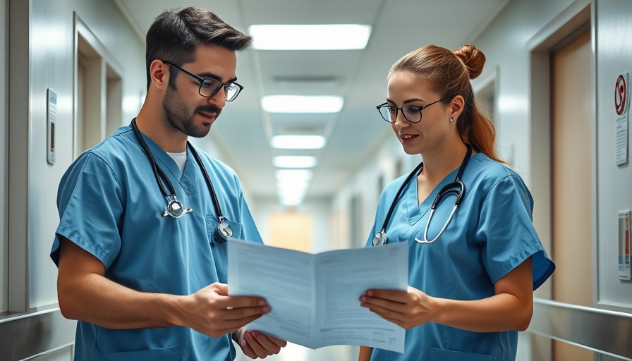 Nurses discussing antibiotic pharmacology in a hospital.