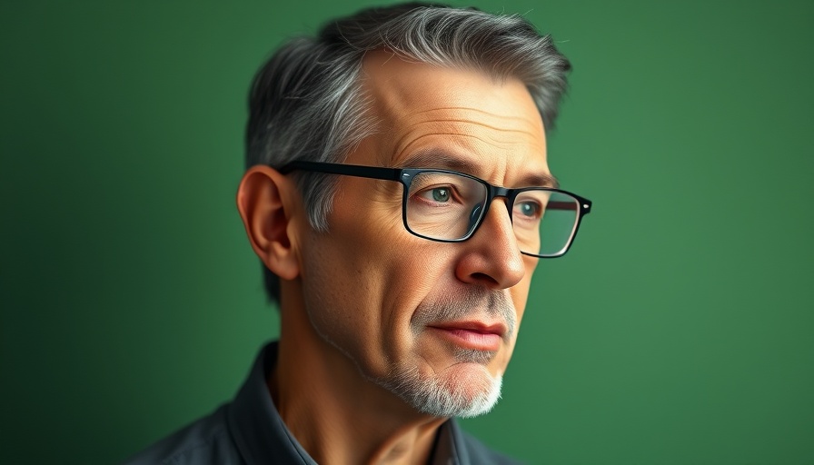 Mature man discussing diabetes trials with calm demeanor.