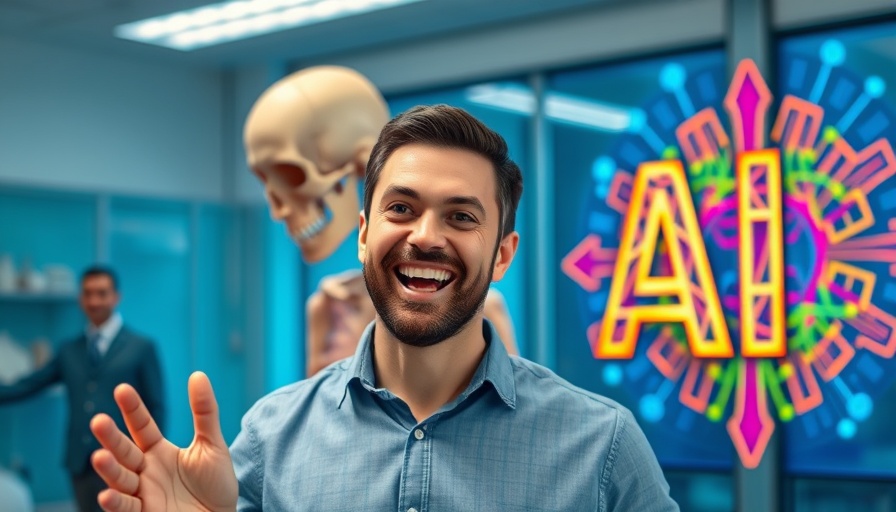 Man excitedly using AI to learn biology and anatomy.