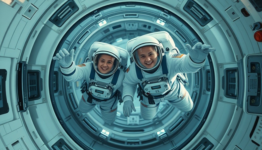 Astronauts enjoying unexpected months in space, smiling in spacecraft.
