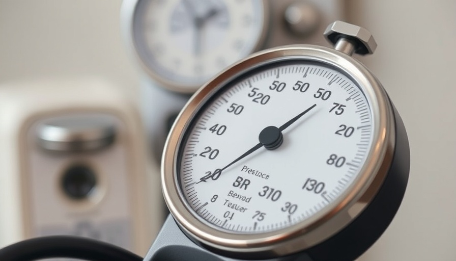 Close-up of sphygmomanometer showing blood pressure readings