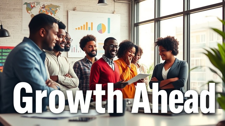 Diverse African small business owners brainstorming for growth in a vibrant workspace.