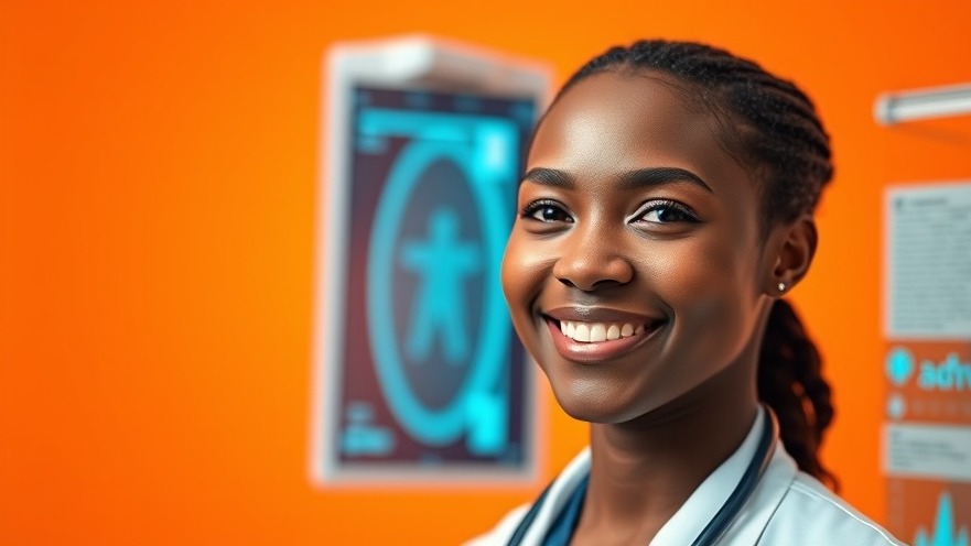 Confident African female doctor representing remote patient monitoring in digital hospitals.