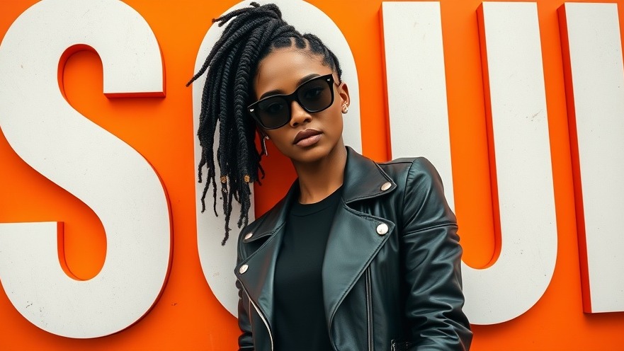 Stylish woman exuding positivity near 'SOUL', embodying Africa relaxation music vibe.