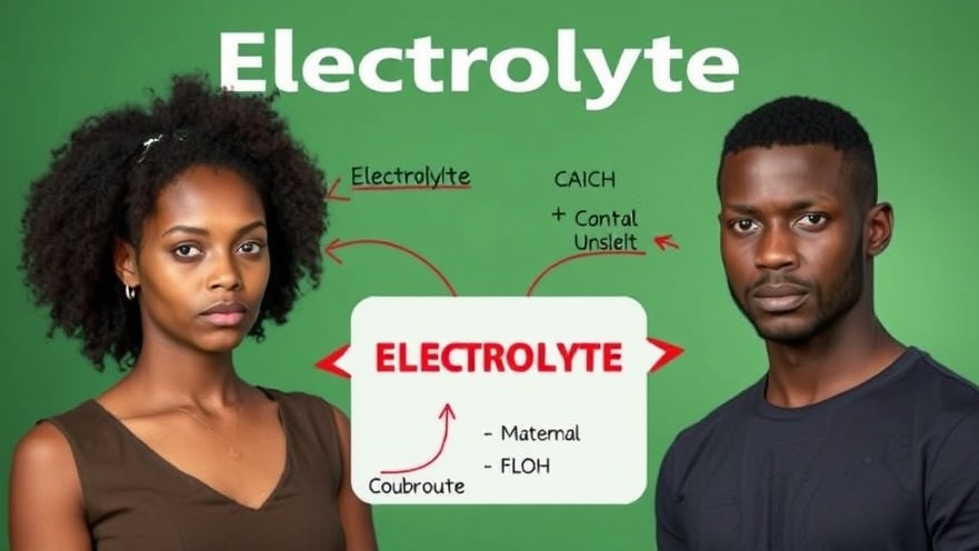 Young healthcare professionals illustrating electrolyte imbalance in an educational infographic style.