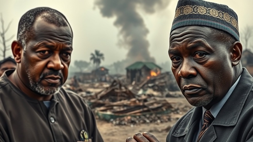 Intense Nigerian officials discuss the societal impact of violence in Benue State amidst destruction.