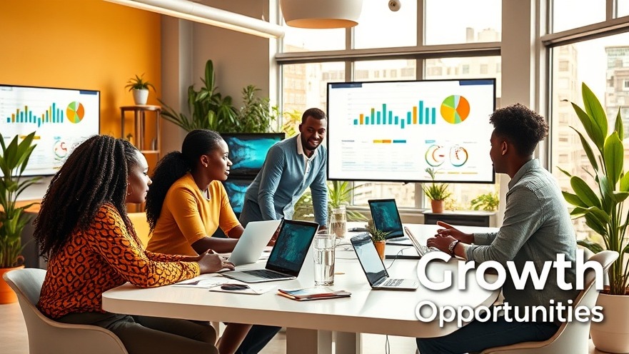 Vibrant African workspace showcasing diverse professionals collaborating on growth opportunities.