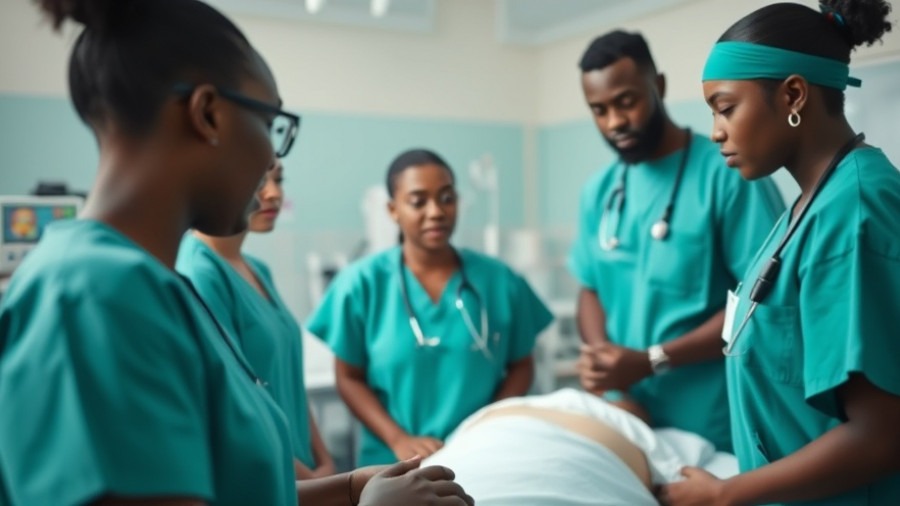Nursing school students discussing diabetes management and insulin knowledge in a hospital.