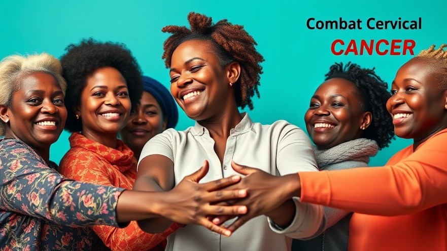 Supportive African women unite in cancer screening outreach, conveying hope against preventable cancer.