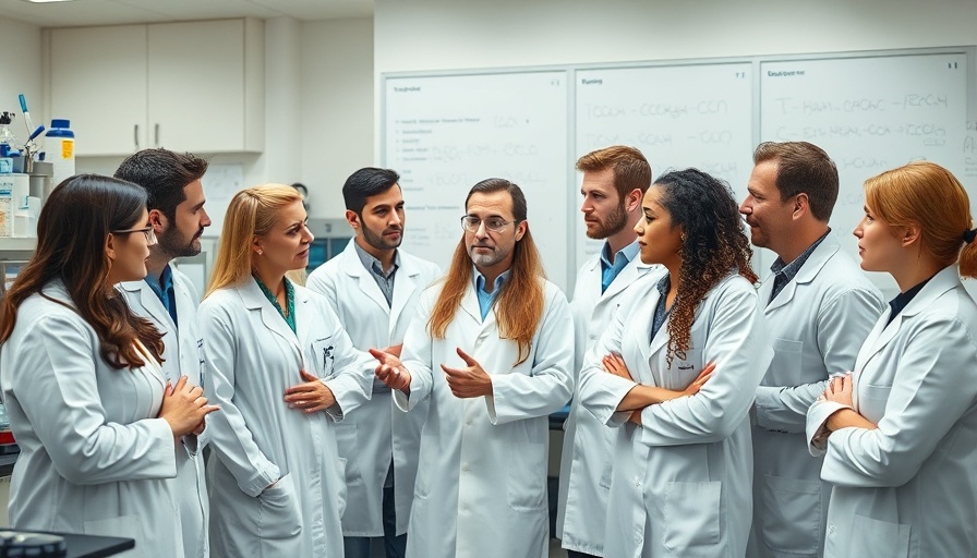 Scientists discussing research in a lab, illustrating scientific rigor in autism research.
