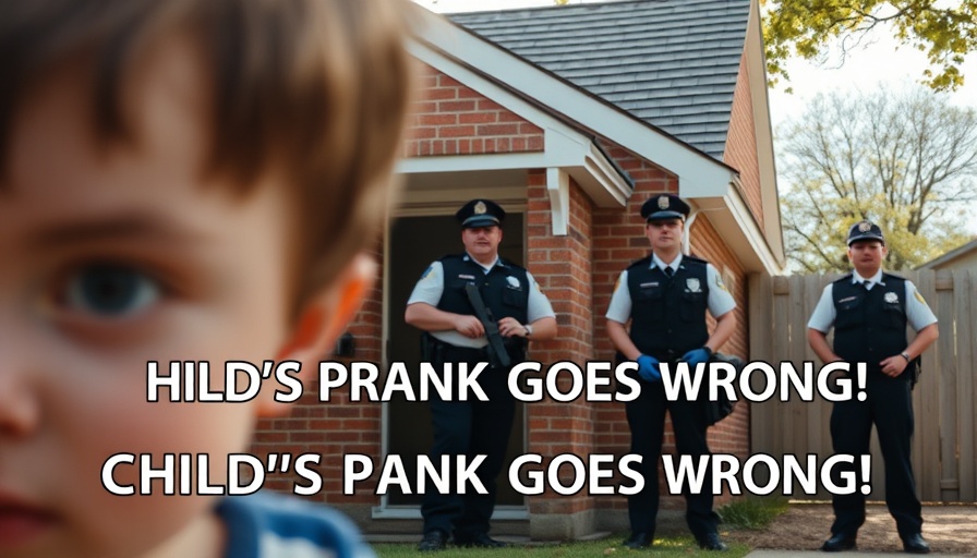 Blurred child and police outside, child's prank gone wrong, real consequences.