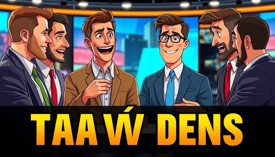 Collage of animated men in a discussion with text overlay, related to Kevin O'Leary Tesla stock.