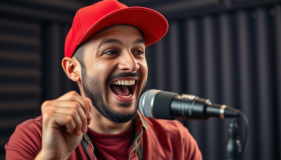 Enthusiastic man speaking on food stamps and wealth in a studio.