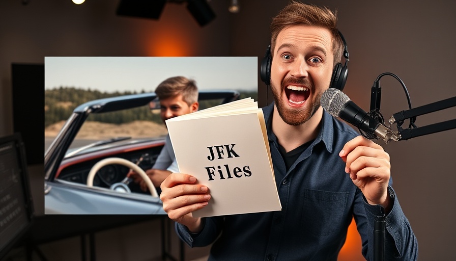 JFK Files Investigation live stream with podcaster and historical scene.