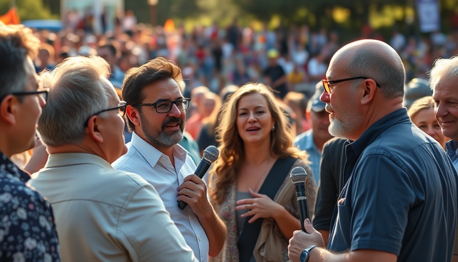 Discussion highlighting importance of honest dialogue in America, outdoor event.