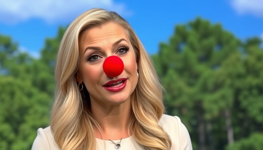 News anchor with clown nose overlay and 'PANIC' text, Democratic Party.