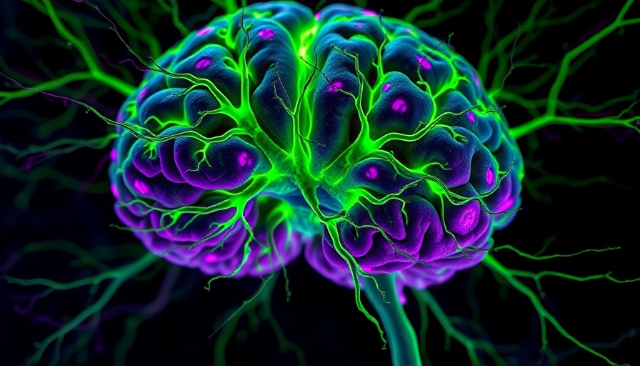 Fluorescent neural network image related to autism research.