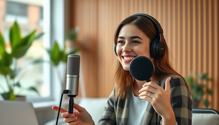 Lively young woman smiling in podcast setting, modern feminism Snow White.