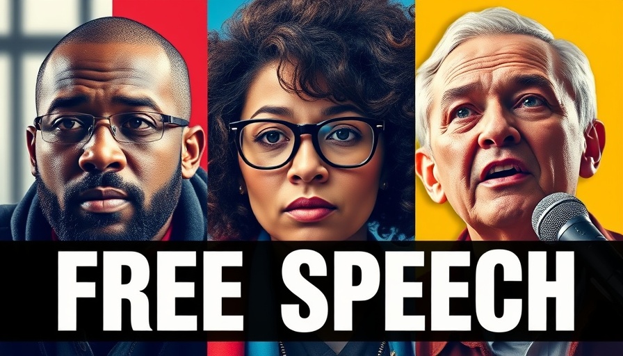 Digital collage discussing free speech on college campuses.