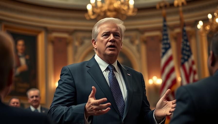 Prominent figure discussing new speech laws in America at a podium.