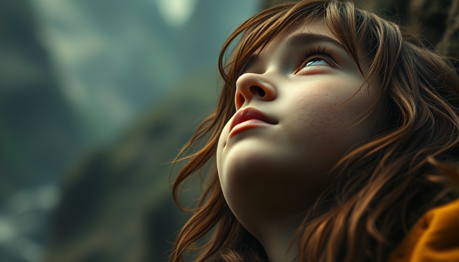 Intense scene from Lord of the Rings trilogy, emotional hobbit close-up.